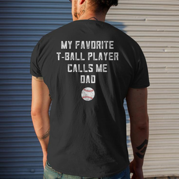 Mens My Favorite Tball Player Calls Me Dad Shirt Fathers Day Men's Back Print T-shirt Gifts for Him