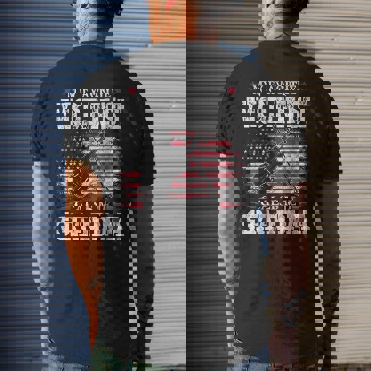 My Favorite Violinist Calls Me Grandma Usa Flag Mother Men's Back Print T-shirt Gifts for Him My Favorite Violinist Calls Me Grandma Usa Flag Mother Men's Back Print T-shirt Gifts for Him