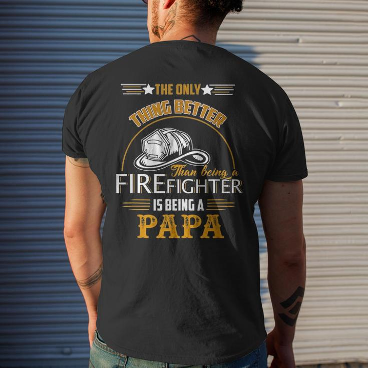Firefighter Fireman Dad Papa Fathers Day Idea Men's T-shirt Back Print Gifts for Him