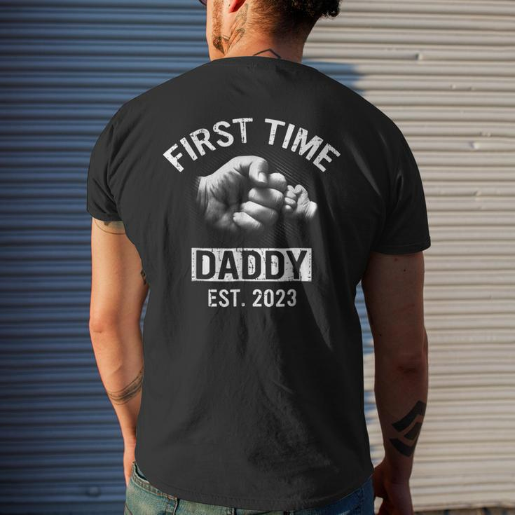 First Time Daddy New Dad Est 2023 Fathers Day GiftMens Back Print T-shirt Gifts for Him