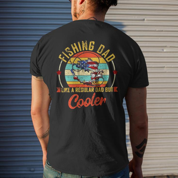 Fishing Dad Like A Regular Dad But Cooler Retro Vintage American Flag Men's Back Print T-shirt Gifts for Him