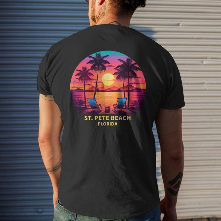 Florida St Pete Beach Colorful Palm Trees Beach Men's Back Print T-shirt Gifts for Him