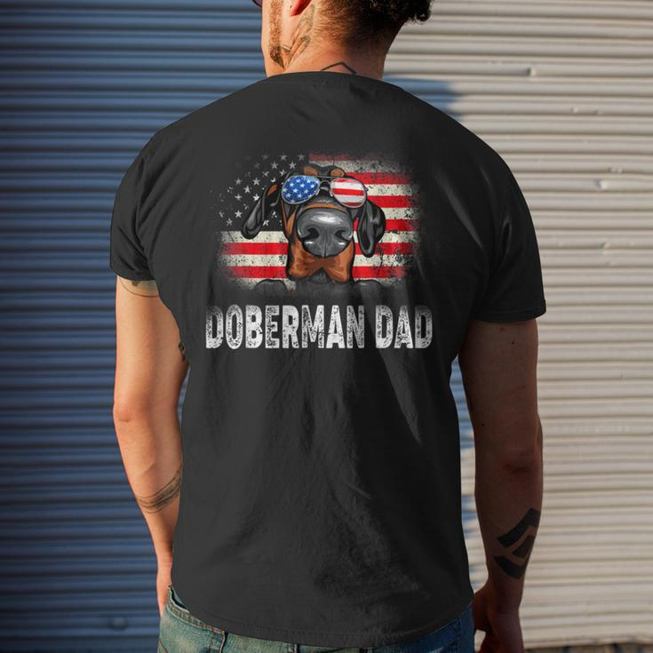 Mens Fun Doberman Dad American Flag Father’S Day Bbnk Men's Back Print T-shirt Gifts for Him