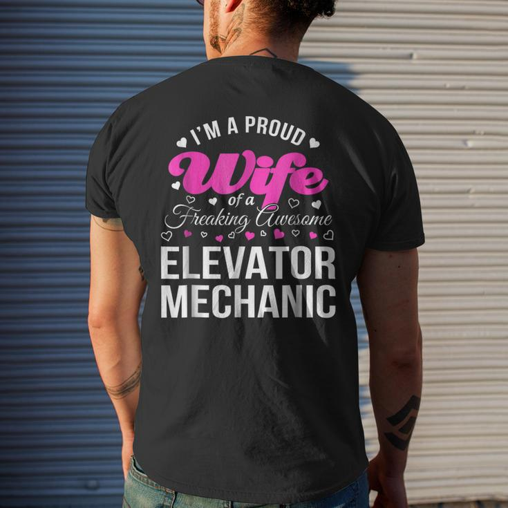 Funny Elevator Mechanics Wife Anniversary Gift Mens Back Print T-shirt Gifts for Him