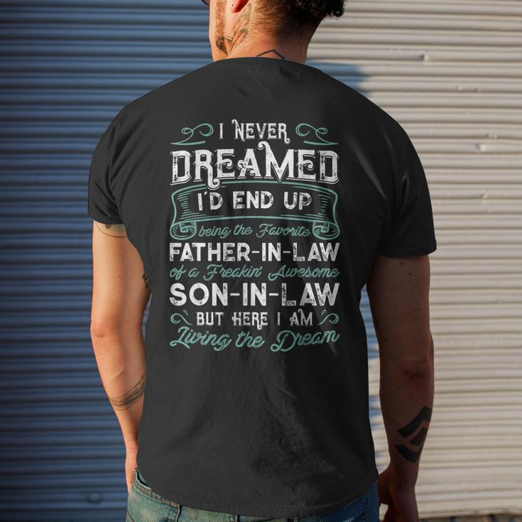 Funny Father In Law Of A Freaking Awesome Son In Law Mens Back Print T-shirt Gifts for Him