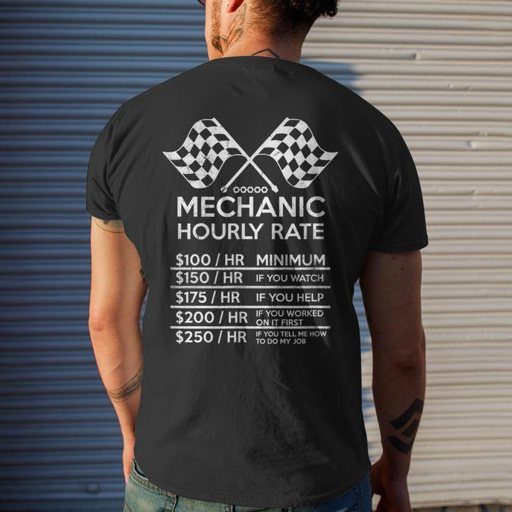 Funny Mechanic Hourly Rate Distressed Design Mens Back Print T-shirt Gifts for Him