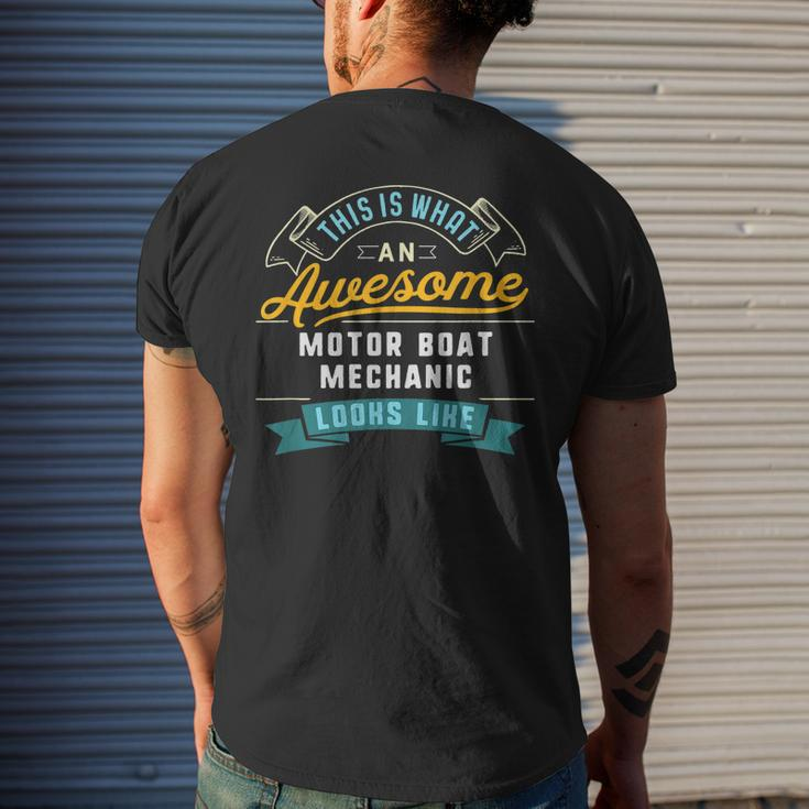 Funny Motor Boat Mechanic Awesome Job Occupation Mens Back Print T-shirt Gifts for Him