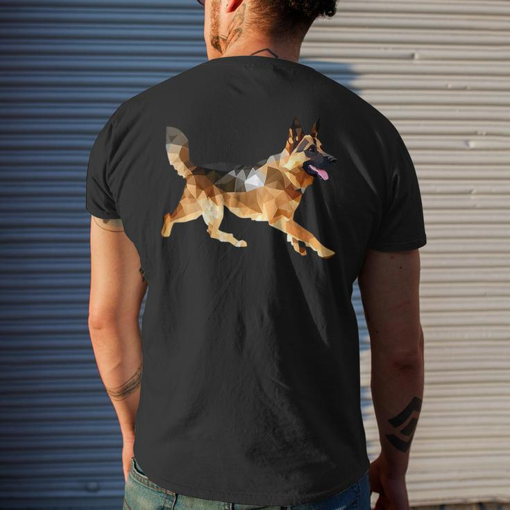 German Shepherd Running Polygon Poly Dog Dad Mom Lover Mens Back Print T-shirt Gifts for Him