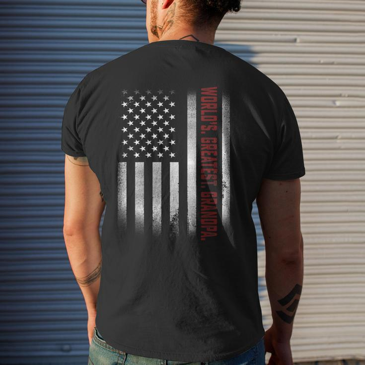 Gifts For Papa Worlds Greatest Grandpa American Flags Gift For Mens Mens Back Print T-shirt Gifts for Him