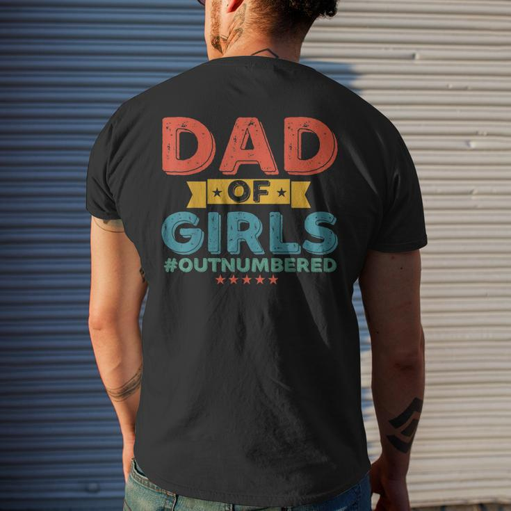 Girl Dad Outnumbered Fathers Day From Wife Daughter Vintage Mens Back Print T-shirt Gifts for Him
