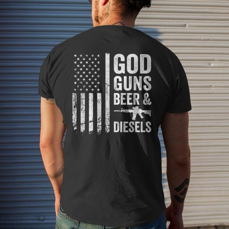 God Guns Beer & Diesels Diesel Truck Mechanic Usa Flag Mens Back Print T-shirt Gifts for Him