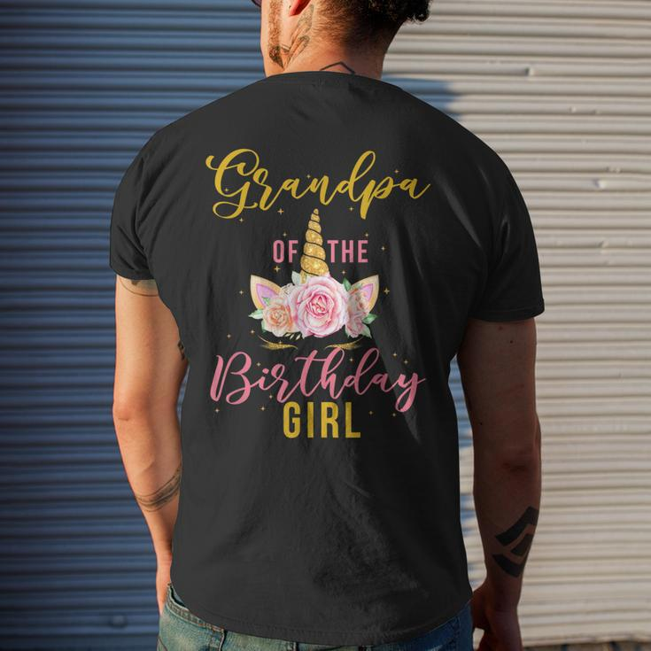 Grandpa Birthday Girl Grandfather Gifts Unicorn Birthday Mens Back Print T-shirt Gifts for Him