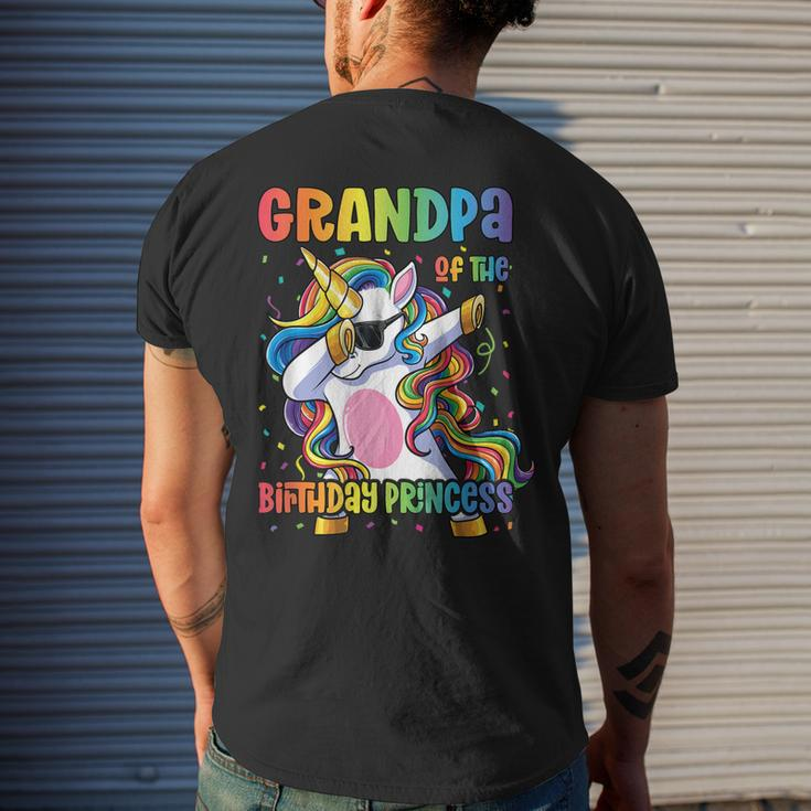 Grandpa Of The Birthday Princess Dabbing Unicorn Girl Men's Back Print T-shirt Gifts for Him