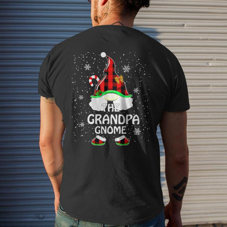 Grandpa Gnomies Red Plaid Matching Family Christma Funny Mens Back Print T-shirt Gifts for Him