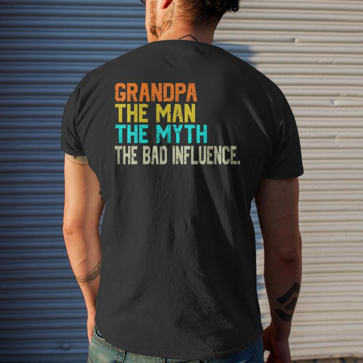 Grandpa The Man The Myth The Bad Influence - Fathers Day Men's Back Print T-shirt Gifts for Him