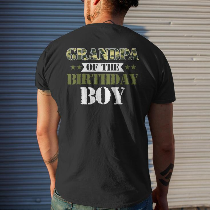 Grandpa Of The Birthday Boy Papa Camo Green Army Party Gift For Mens Mens Back Print T-shirt Gifts for Him