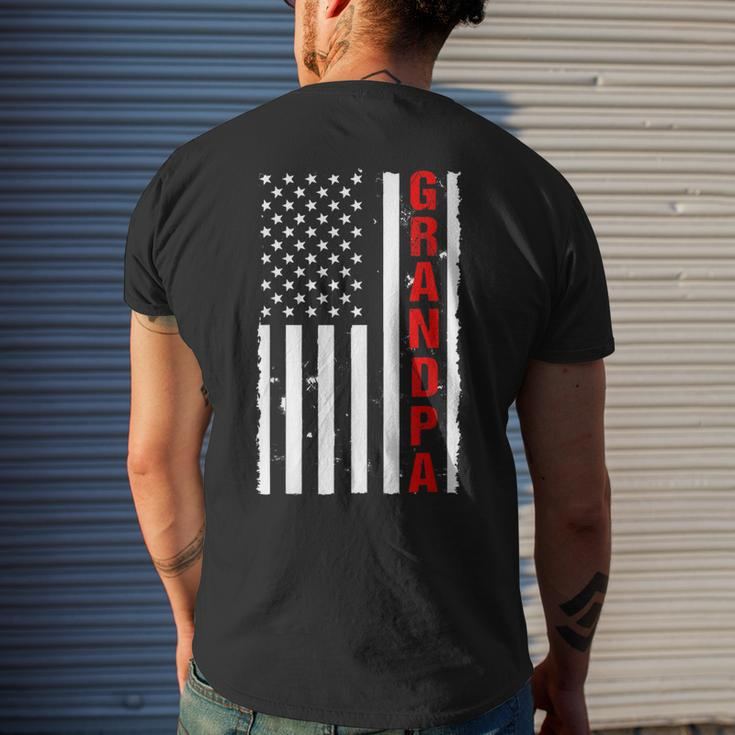 Grandpa Usa Flag Firefighter Thin Red Line Fireman Men's T-shirt Back Print Gifts for Him