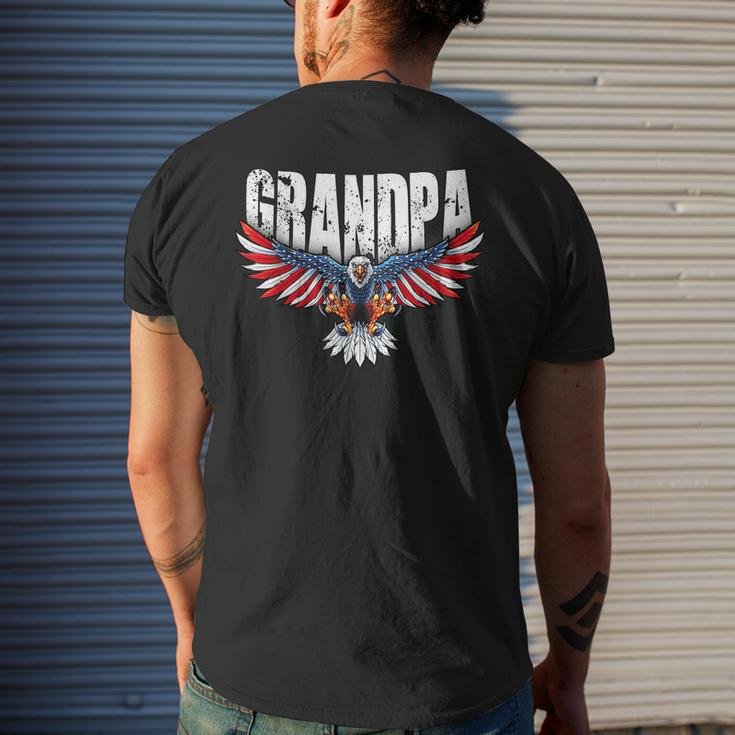 Grandpa Vintage Usa Flag Bald Eagle Patriotic 4Th Of July Men's Back Print T-shirt Gifts for Him