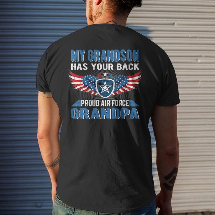 Mens My Grandson Has Your Back Proud Air Force Grandpa Military Men's T-shirt Back Print Gifts for Him