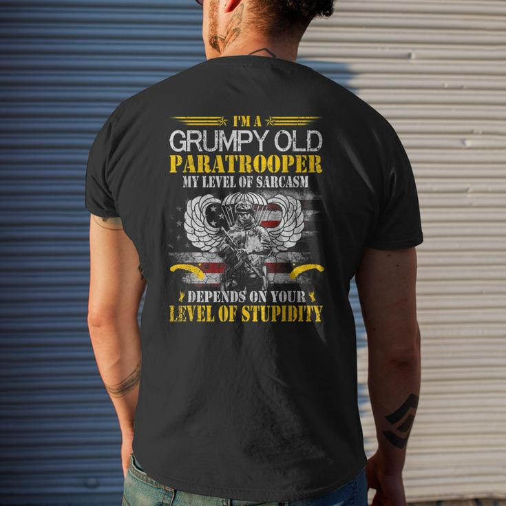 Im A Grumpy Old Paratrooper Flag Veterans Day Men's T-shirt Back Print Gifts for Him