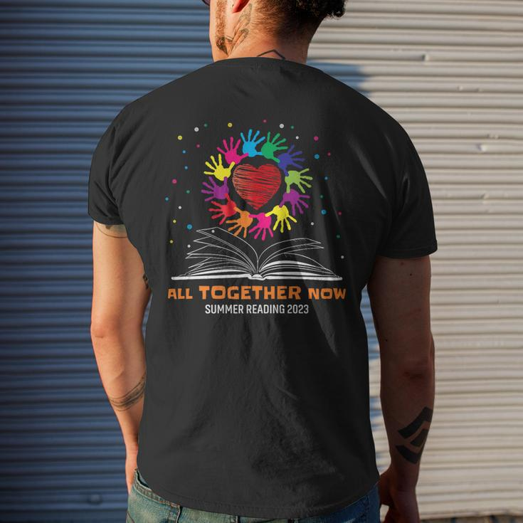 Handprints And Hearts All Together Now Summer Reading 2023 Men's Back Print T-shirt Gifts for Him
