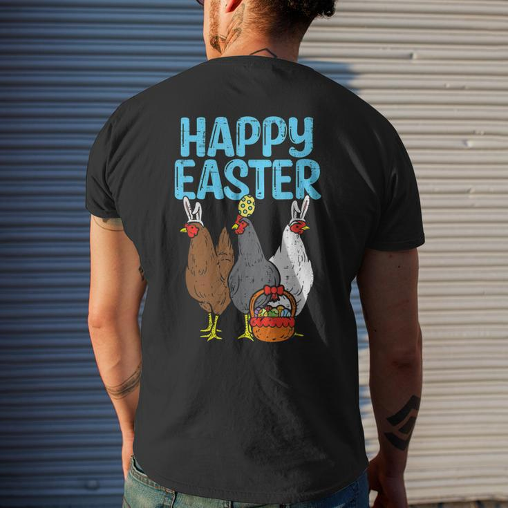 Happy Easter Chicken Bunnies Egg Poultry Farm Animal Farmer Men's Back Print T-shirt Gifts for Him