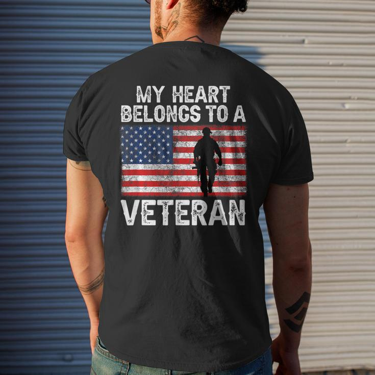 My Heart Belongs To A Veteran Army Veteran Fathers Day Men's T-shirt Back Print Gifts for Him