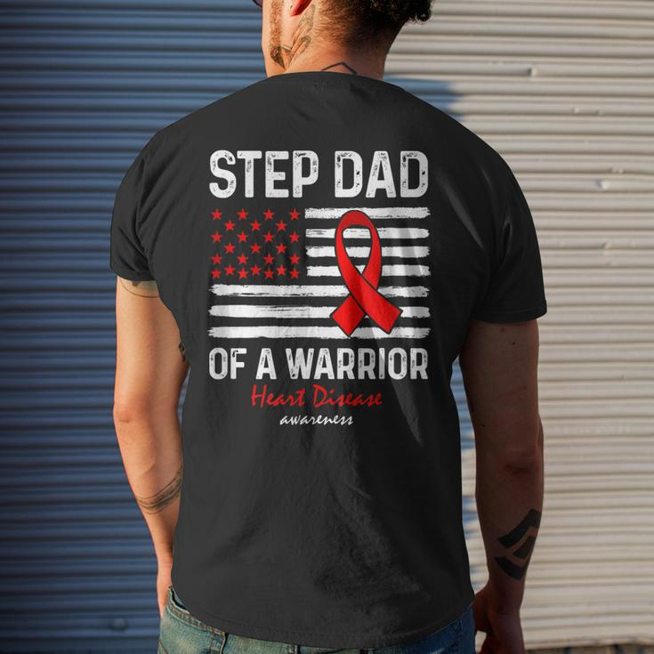 Heart Disease Survivor Support Step Dad Of A Warrior Mens Back Print T-shirt Gifts for Him