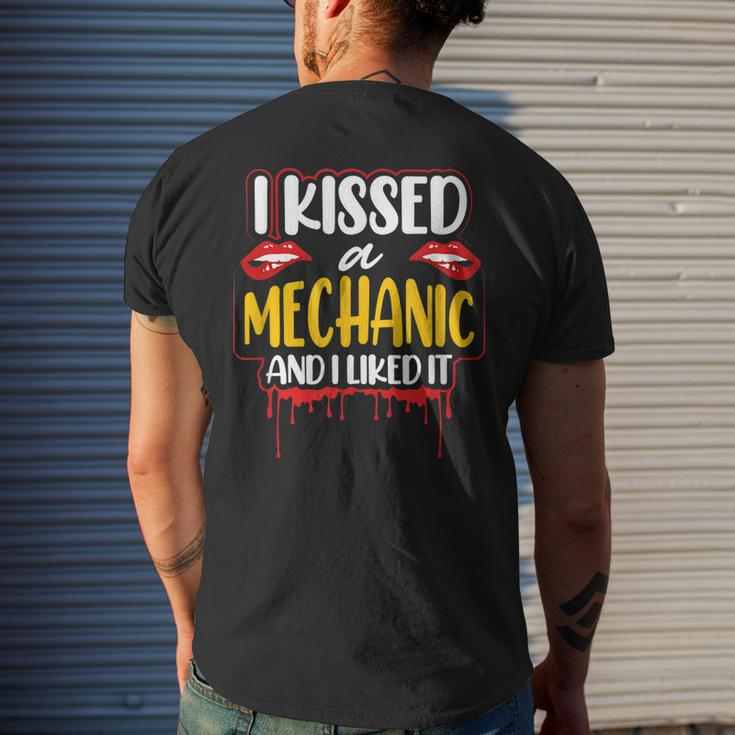 Her Wedding Anniversary Gift I Kissed A Mechanic I Like It Mens Back Print T-shirt Gifts for Him