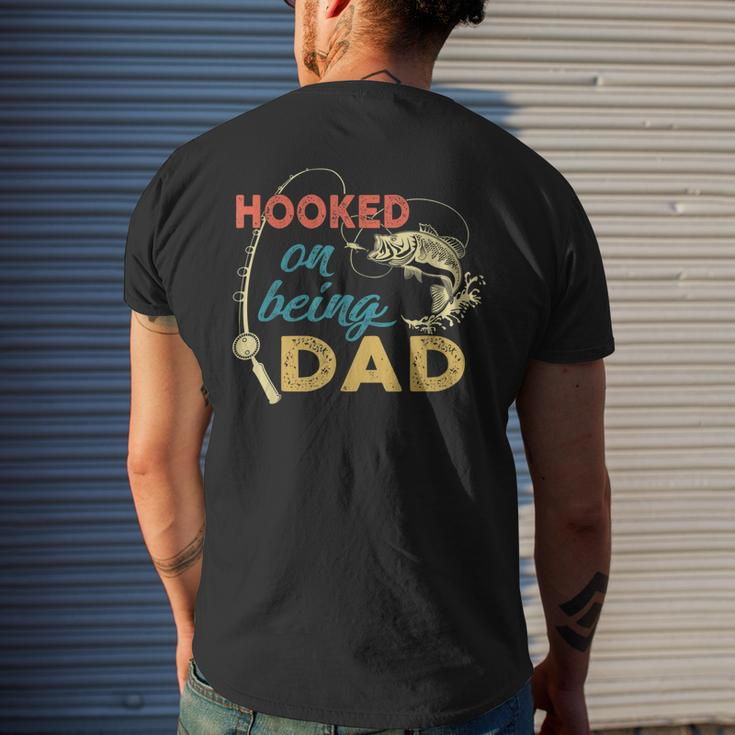 Hooked On Being A Dad Fishing Dad Father_S Day Mens Back Print T-shirt Gifts for Him
