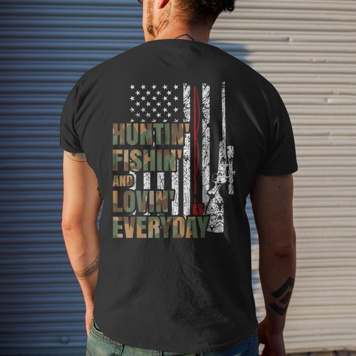 Hunting Fishing Loving Everyday American Deer Hunter Patriot Men's Back Print T-shirt Gifts for Him