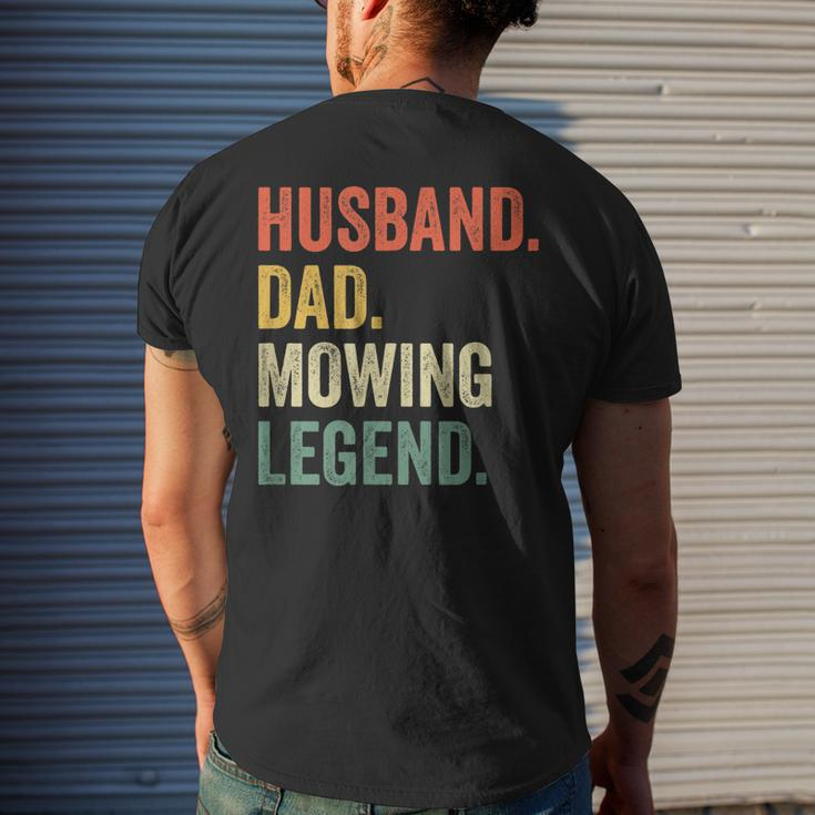 Mens Husband Dad Mowing Legend Lawn Care Gardener Father Men's T-shirt Back Print Gifts for Him