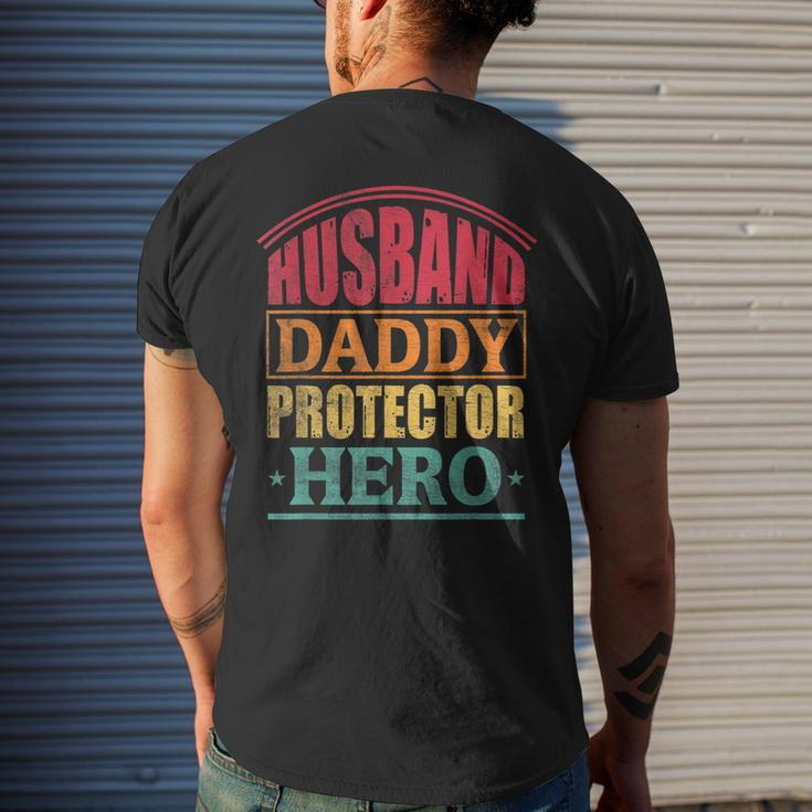 Husband Daddy Protector Hero Dad Fathers Day Men Mens Back Print T-shirt Gifts for Him
