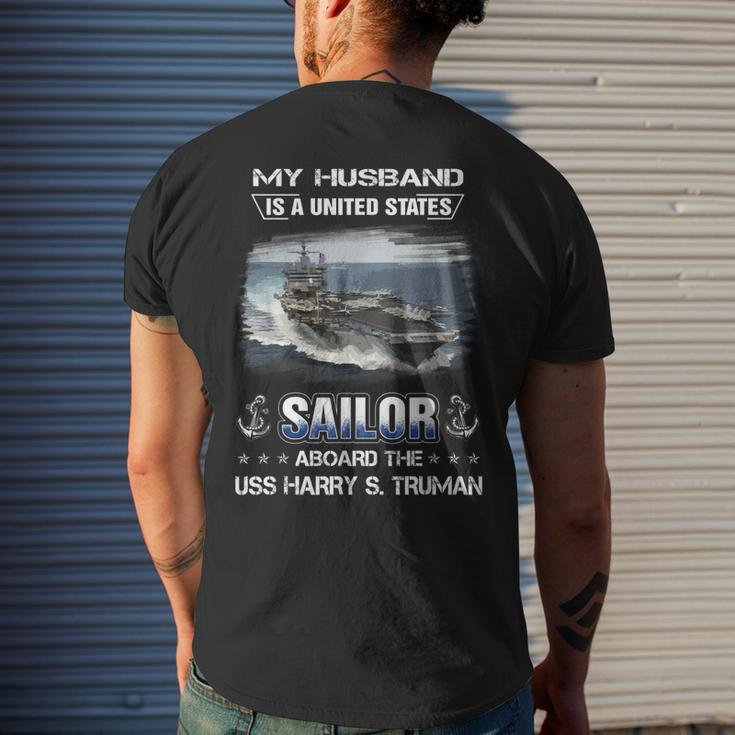 My Husband Is A Sailor Aboard The Uss Harry S Truman Cvn 75 Men's T-shirt Back Print Gifts for Him
