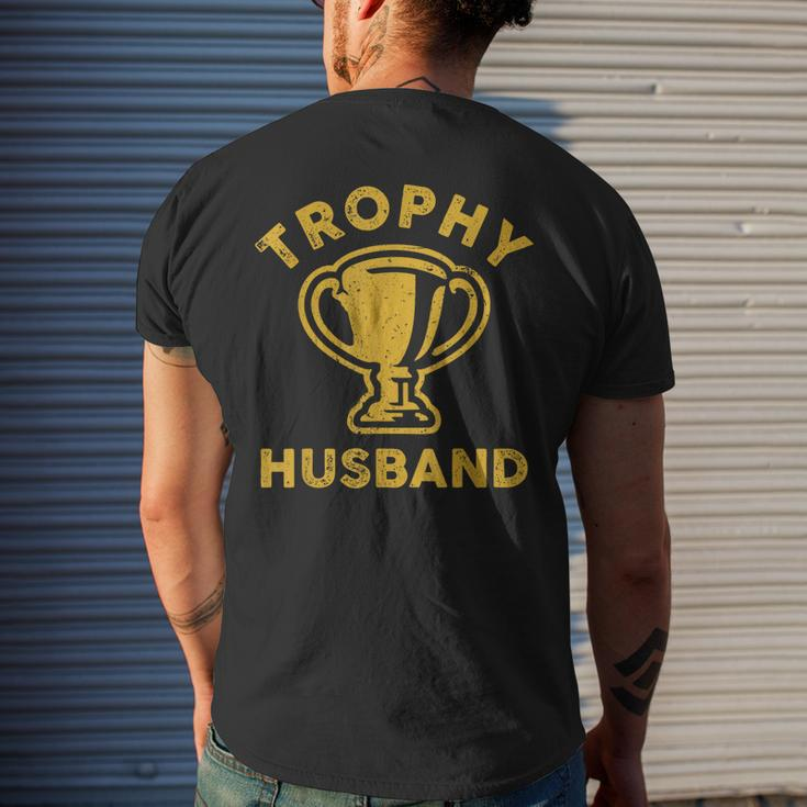 Husband Trophy Cup Vintage Retro Fathers Day Men's Back Print T-shirt Gifts for Him