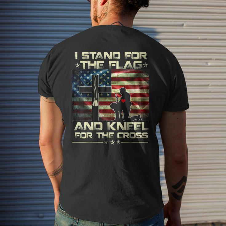 I Stand For The Flag And Kneel For The Cross Military Mens Back Print T-shirt Gifts for Him