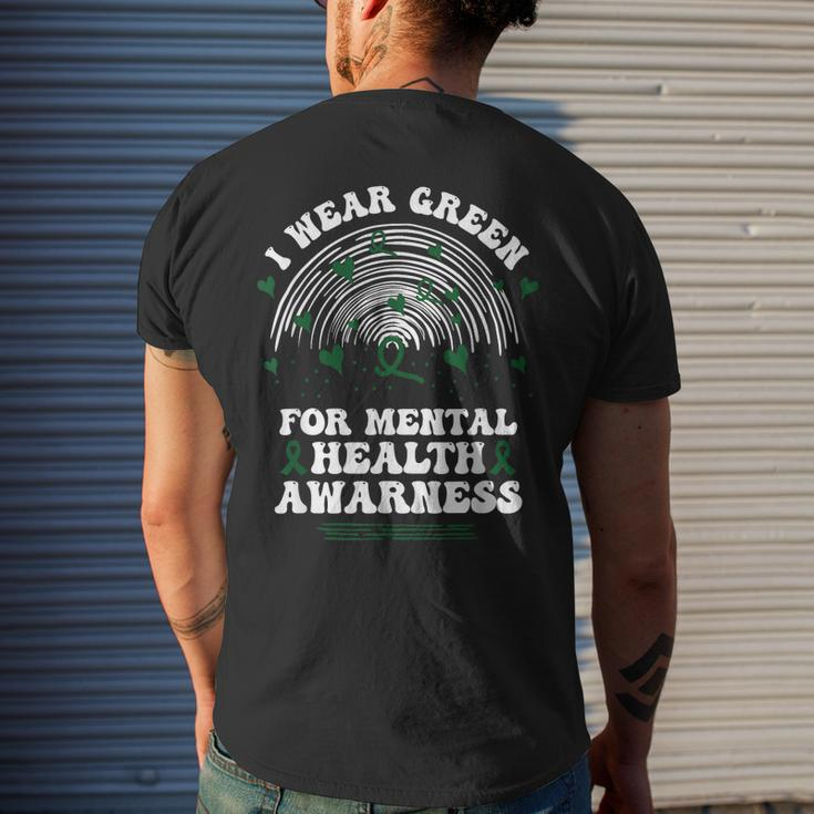 I Wear Green For Mental Health Awareness Green Ribbon Mens Back Print T-shirt Gifts for Him