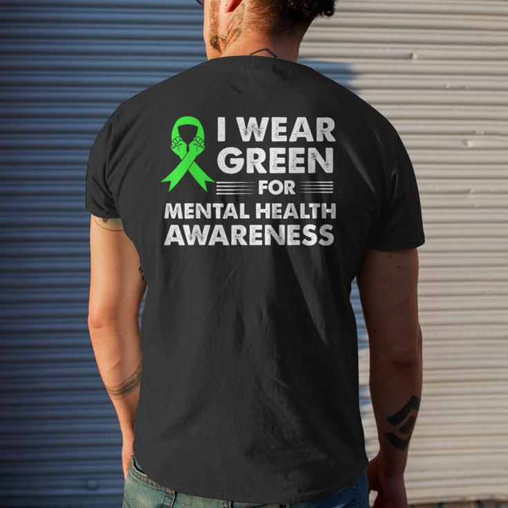 I Wear Green For Mental Health Awareness Month Ribbon Mens Back Print T-shirt Gifts for Him