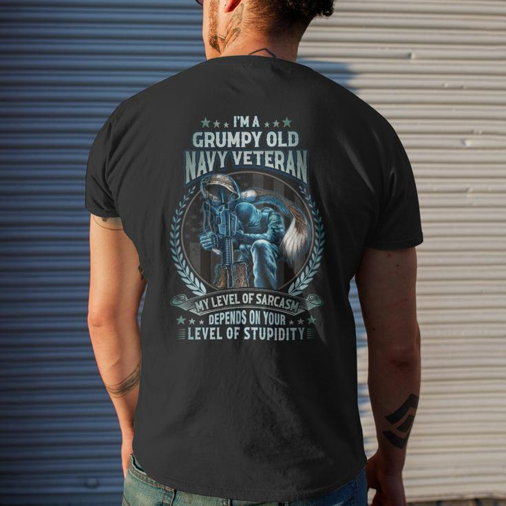 I’M A Grumpy Old US Veteran My Level Of Sarcasm Depends On Your Level Of Stupidity Men's T-shirt Back Print Gifts for Him