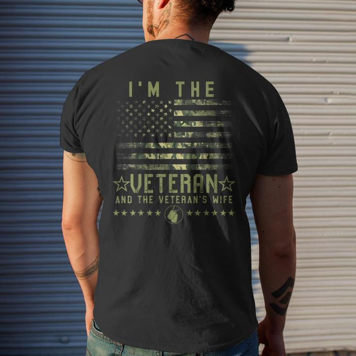 Im The Veteran And The Veterans Wife Veterans Day Military Mens Back Print T-shirt Gifts for Him