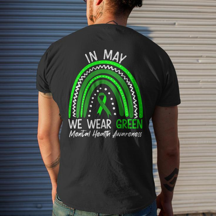 In May We Wear Green Mental Health Awareness Month Mens Back Print T-shirt Gifts for Him