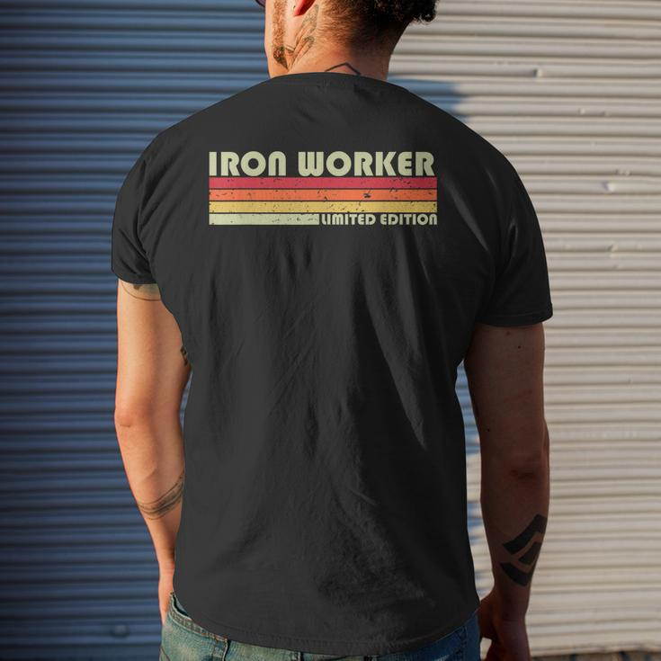 Iron Worker Job Title Profession Birthday Worker Idea Men's T-shirt Back Print Gifts for Him