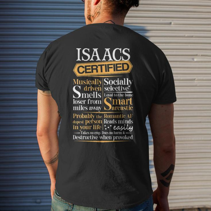 Isaacs Name Gift Certified Isaacs Mens Back Print T-shirt Gifts for Him