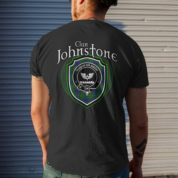 Johnstone Clan Crest | Scottish Clan Johnstone Family Badge Mens Back Print T-shirt Gifts for Him