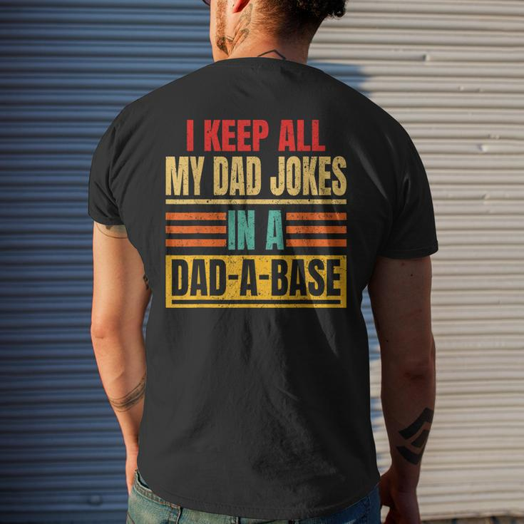 I Keep All My Dad Jokes In A Dad-A-Base Father Dad Vintage Men's T-shirt Back Print Gifts for Him