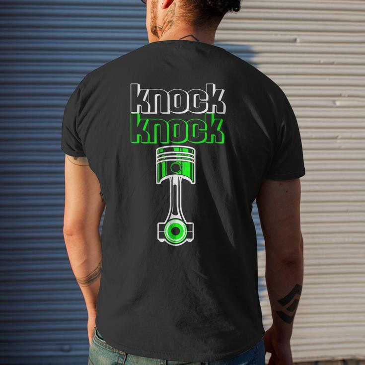 Knock Knock Piston Funny Car Lover Mechanic Mens Back Print T-shirt Gifts for Him