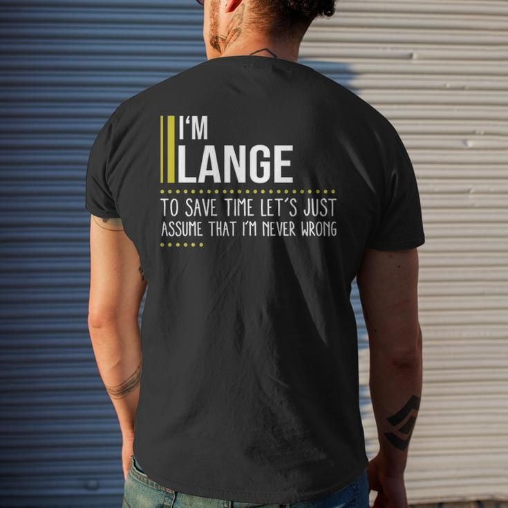 Lange Name Gift Im Lange Im Never Wrong Mens Back Print T-shirt Gifts for Him