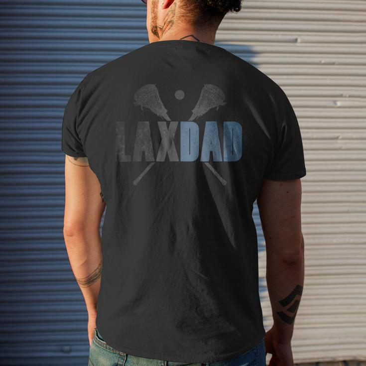 Mens Lax Dad Lacrosse Player Father Coach Sticks Vintage Graphic Men's T-shirt Back Print Gifts for Him