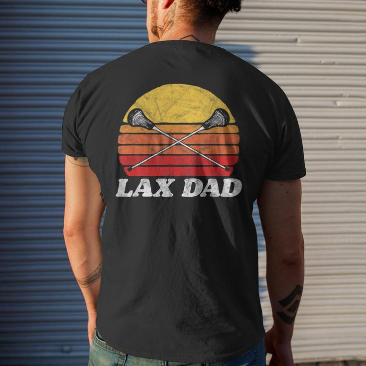 Lax Dad Vintage X Crossed Lacrosse Sticks 80S Sunset Retro Men's T-shirt Back Print Gifts for Him