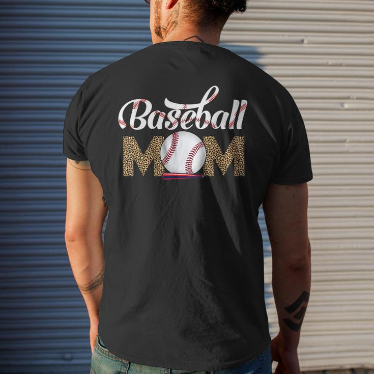 Leopard Baseball Mom Catcher Mom Life Womens Men's Back Print T-shirt Gifts for Him